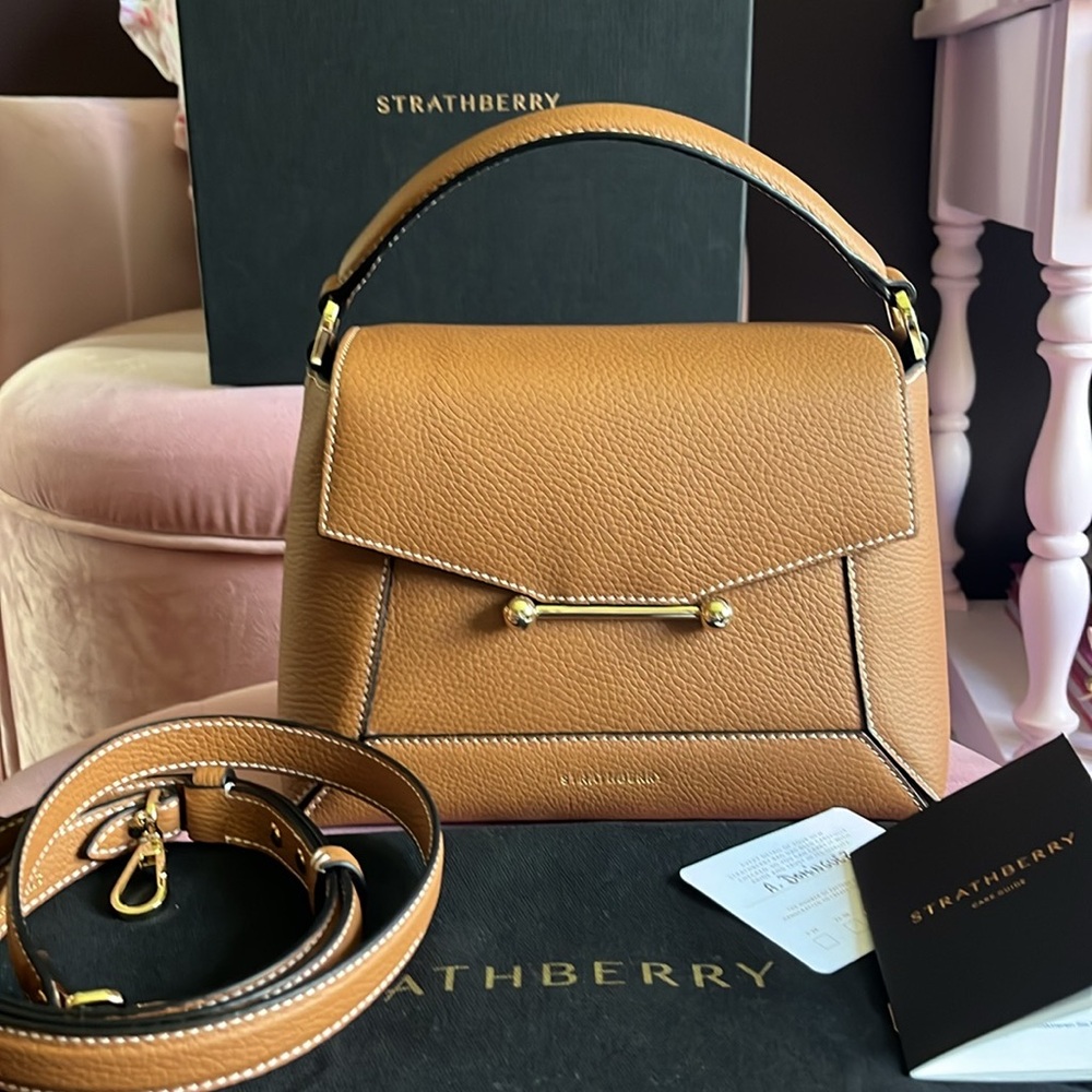 Strathberry Mosaic bag in Tan with Vanilla stitch